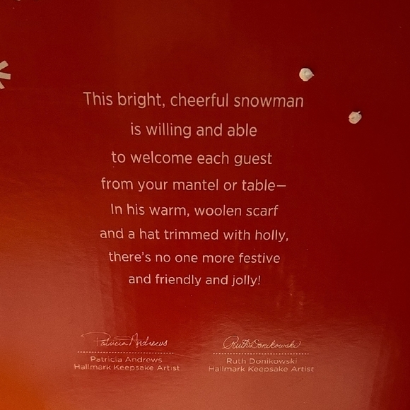 Hallmark Red Snowman with Wreath and Black Hat...in Box...2014 - Picture 8 of 8